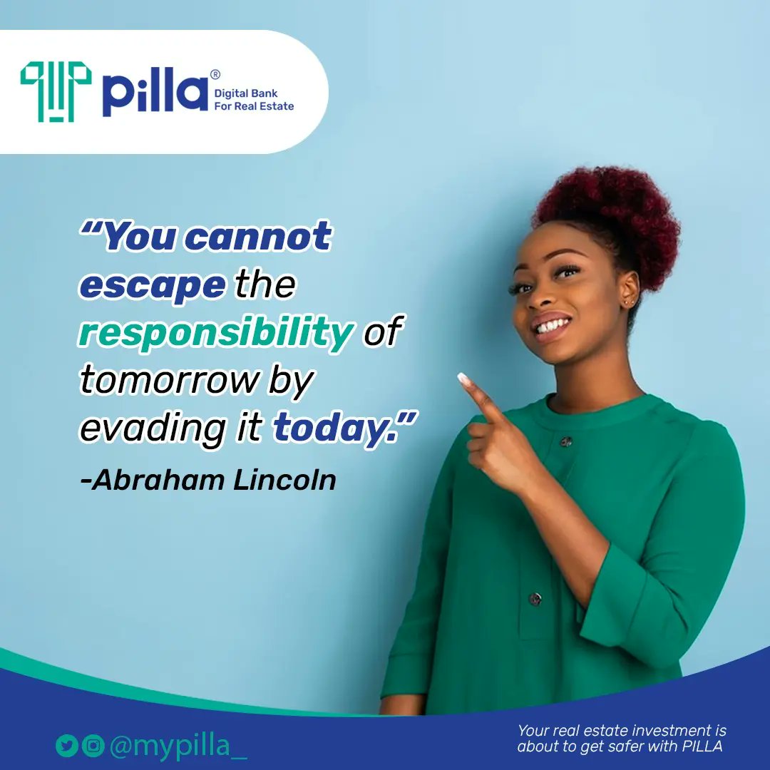 “You cannot escape the responsibility of tomorrow by evading it today.”
Abraham Lincoln 

#mondaymotivation #proptech #proptechhubafrica #proptechhub #proptechstartup #proptechnews #investment #startup #techstartup #investment