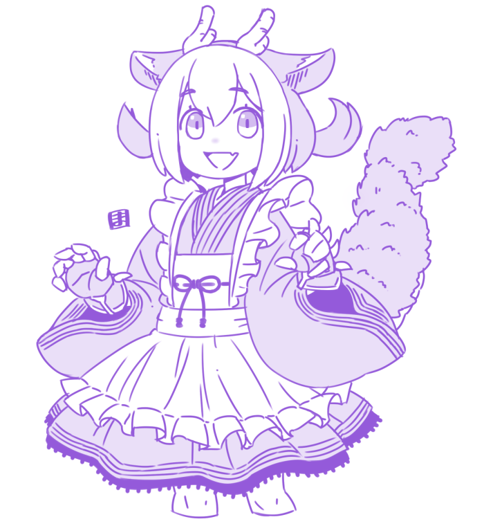 1girl solo smile animal ears tail wa maid purple theme  illustration images