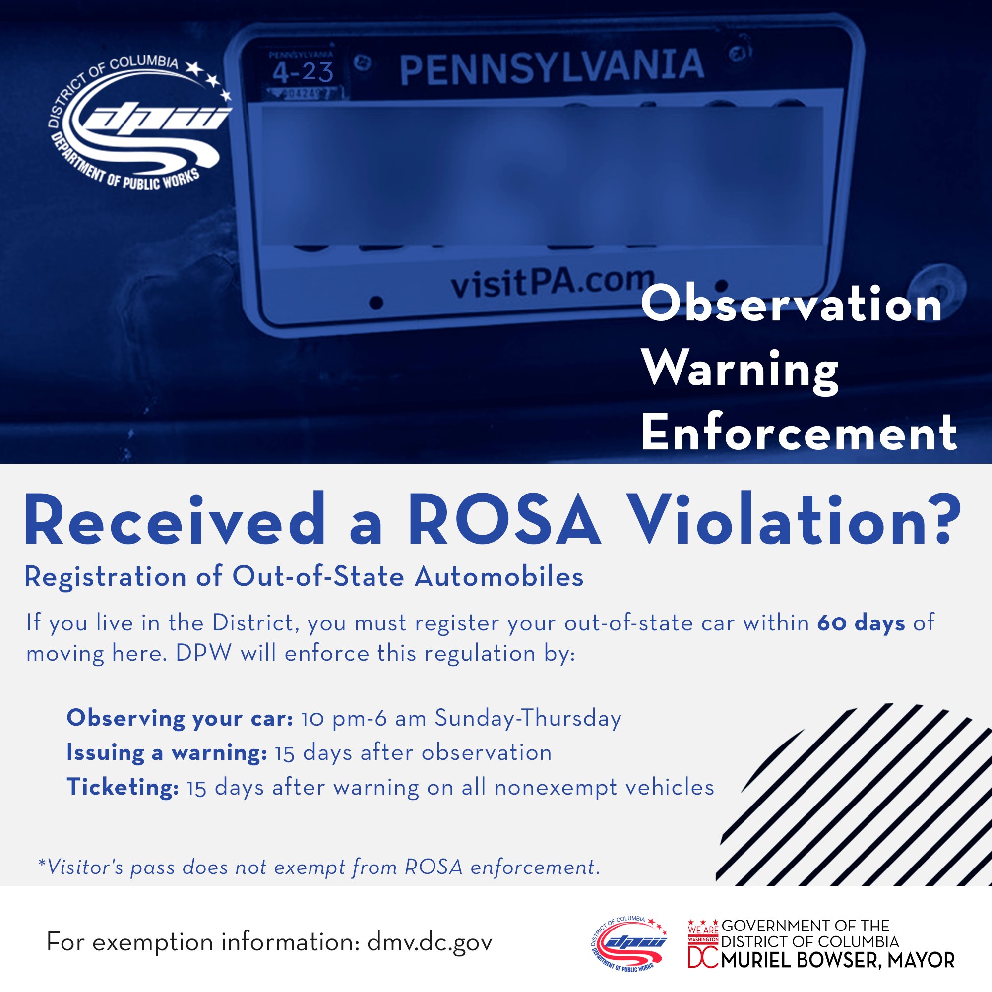 DC Department of Public Works on X: &ldquo;Get a ROSA exemption for your 