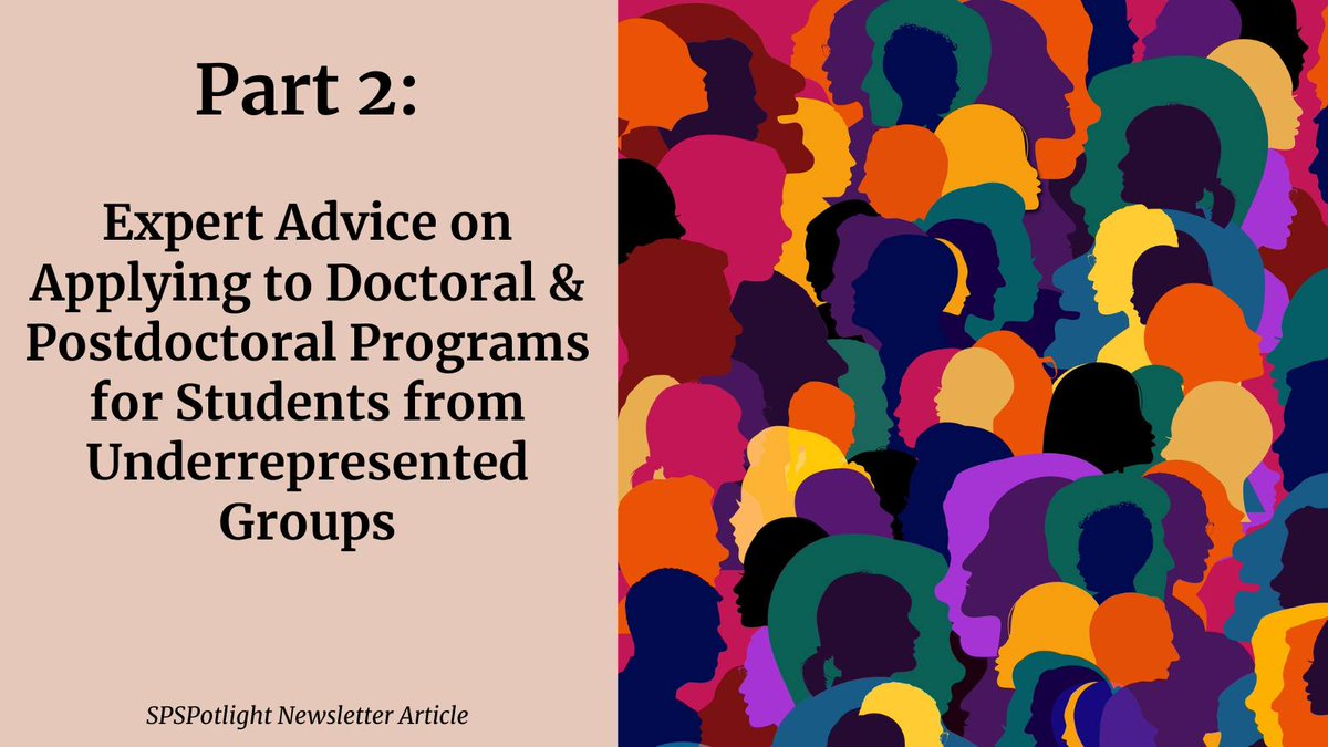 October's @SPSPGSC SPSPotlight feature, @lourdes_mestre & @hitchtheory deliver insights from a recent survey offering guidance for #students from #underrepresented groups applying for #doctoral & postdoctoral programs. @SPSPNews #PhD #AcademicTwitter
spsp.org/news/newslette…