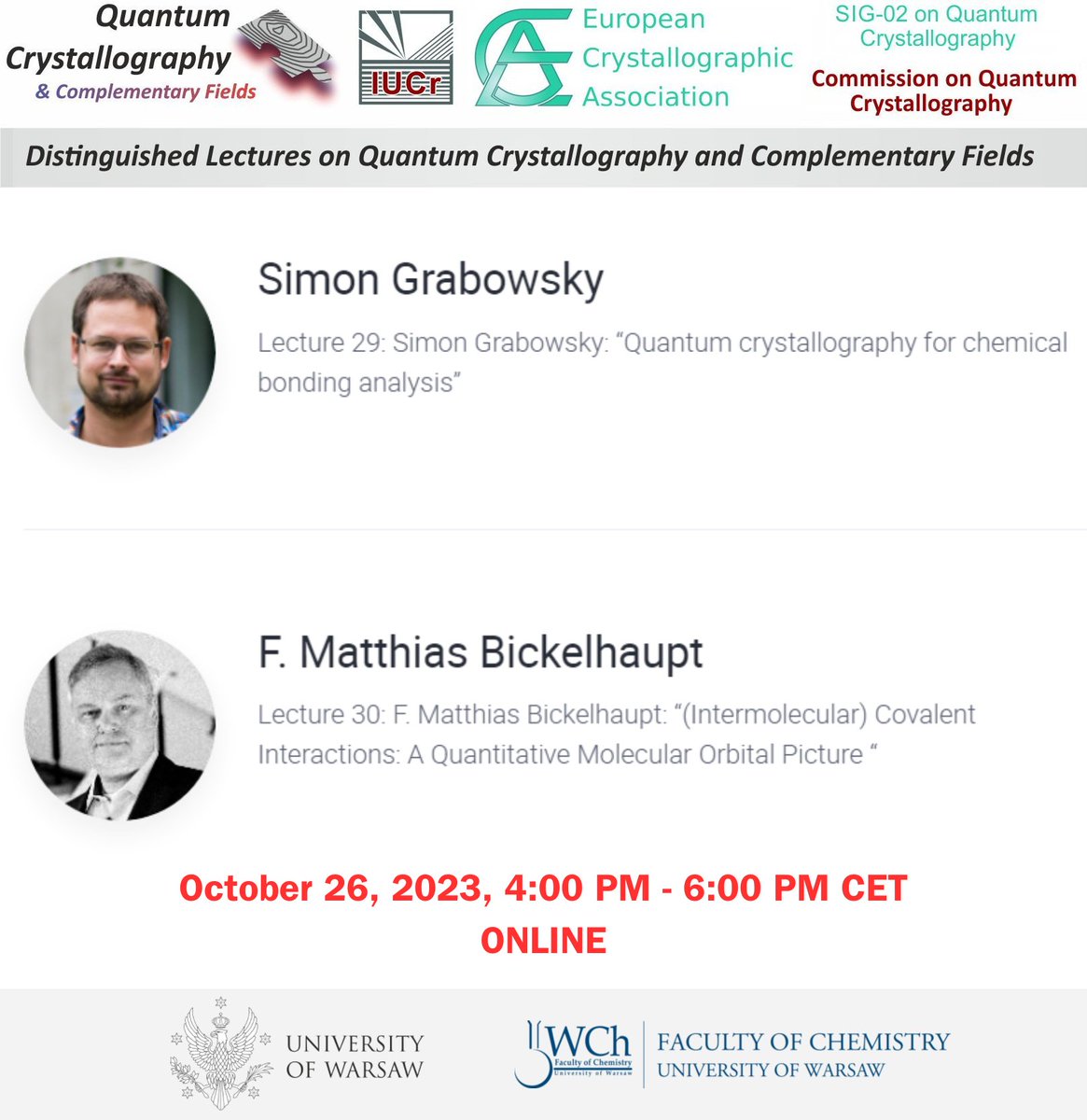 Only three days left to register for a Quantum #Crystallography lectures ! 
📅 26 October - 4-6 PM CET   
To register: tiny.pl/cjrqv