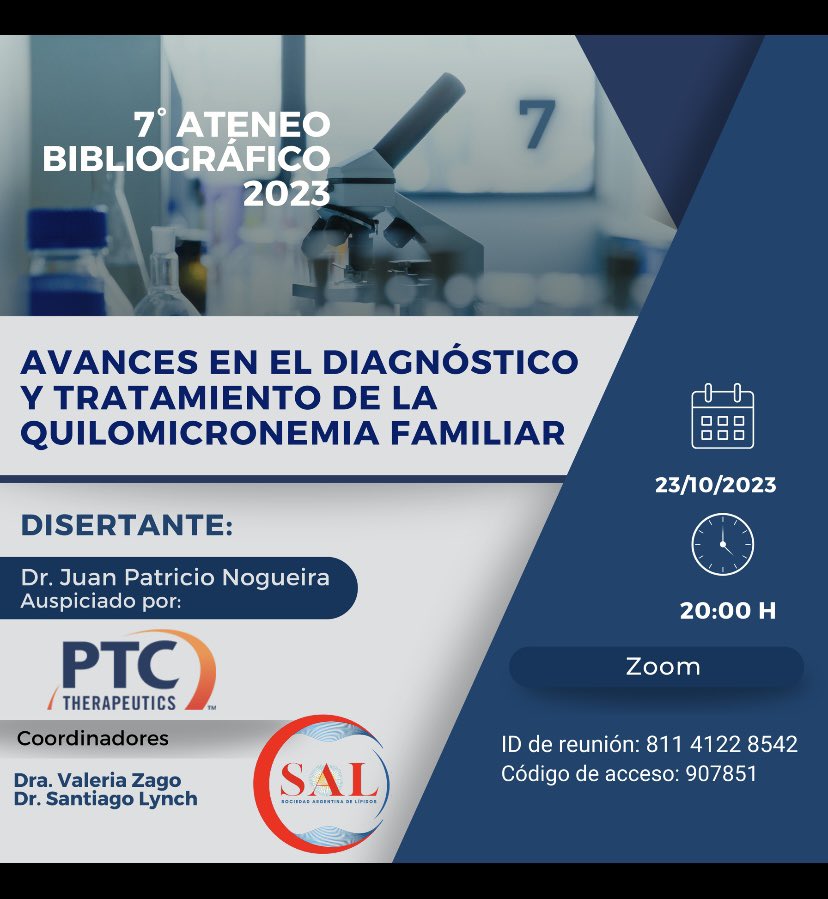 Santiago Lynch 🇦🇷 (@lynchsantiago) on Twitter photo Hoy a las 20 hs Ateneo <a href="/LipidosSal/">Sociedad Argentina Lípidos (SAL)</a> junto al Dr. <a href="/juanPat01592525/">juan Patricio</a> sobre Sme Quilomicronemia Fliar, avances en el Diagnóstico y Tratamiento. <a href="/PTCBio/">PTC Therapeutics</a> Hoy a las 20 hs Ateneo <a href="/LipidosSal/">Sociedad Argentina Lípidos (SAL)</a> junto al Dr. <a href="/juanPat01592525/">juan Patricio</a> sobre Sme Quilomicronemia Fliar, avances en el Diagnóstico y Tratamiento. <a href="/PTCBio/">PTC Therapeutics</a>