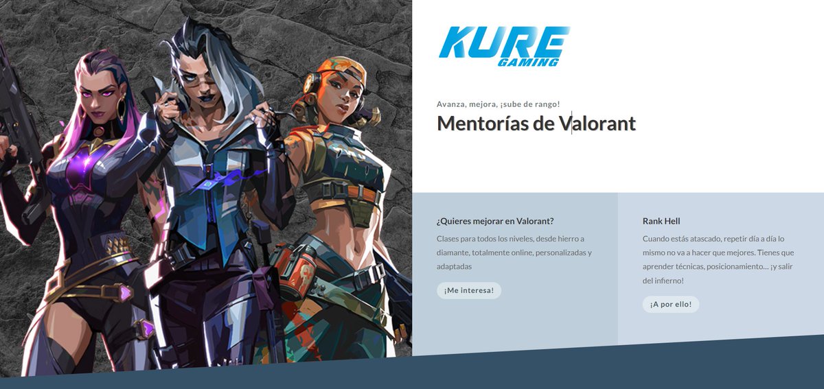 Hoy tengo el placer de anunciaros el nuevo proyecto en el que estoy colaborando, de la mano de <a href="/KureSistemas/">Kure</a>.

Hemos desarrollado una formación para ayudar a todas aquellas personas que quieren mejorar en VALORANT, especialmente en sus inicios 🫡

Tilteos, partidas donde hay