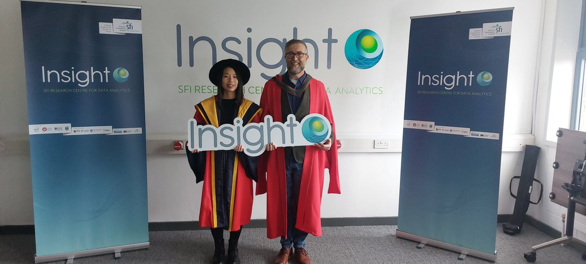 insight_centre's tweet photo. Congratulations to Insight's Dr Lili Zhang who was conferred with her PhD in computer science today at @DCU! Pictured with her proud supervisor Prof Tomas Ward #loveirishresearch #WeAreInsight 
@tomasward @dcucomputing @scienceirel https://t.co/O2kqpvpOXd