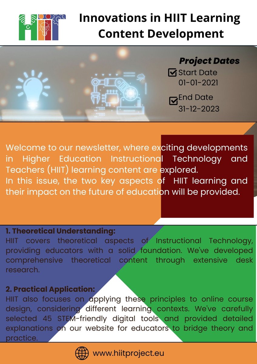 HiitProject's tweet image. Introducing our brand-new newsletter!
Welcome to the world of &quot;Higher Education Instructional Technology and Teachers&quot; (HIIT) learning content.
Let&apos;s continue to explore the future of education together! 📷📷 #EducationTechnology #HIIT #STEM #Education
