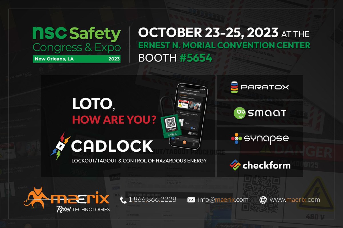 📣 Exciting news alert!

We’re exhibiting at the NSC Safety Congress & Expo, taking place in New Orleans, Louisiana, from October 23rd to the 25th. You can find us at booth #5654!

Come see us! 

-
#maerix #NSCExpo #NSCNewOrleans #SafetyNewOrleans #NSCSafety #ehsneworleans