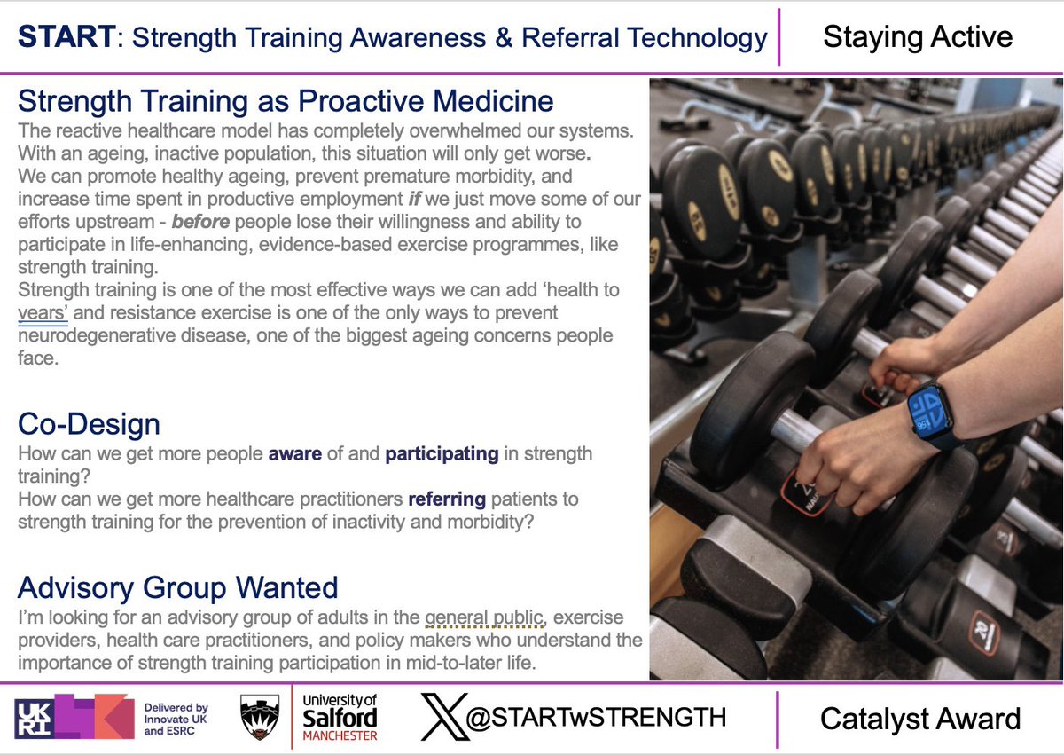 Join me on November 13th and 14th in the Duchy Suite (2nd floor), space #31 to discuss strength training awareness and participation in mid-to-later life💪🏻💪🏻💪🏻