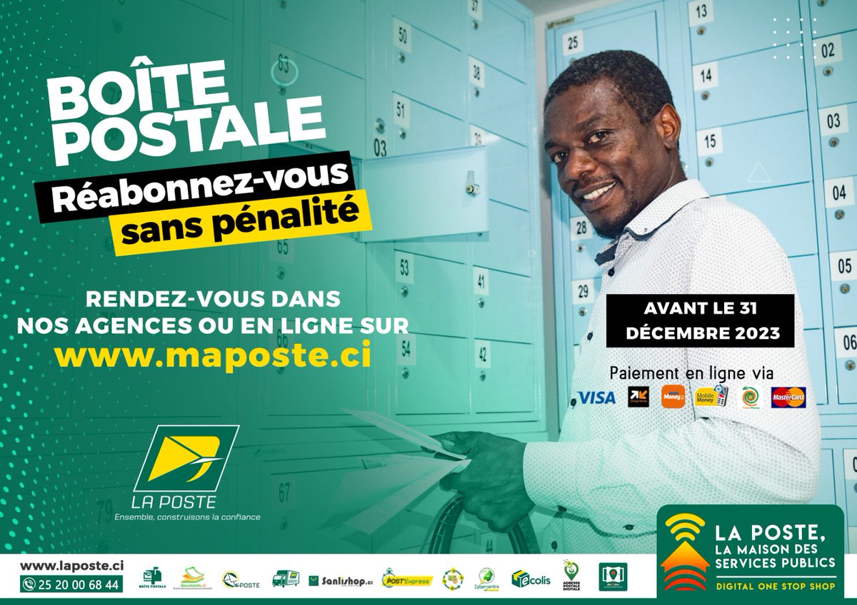 posteciv's tweet photo. Réabonnez-vous sans pénalité avant le 31 décembre 2023 dans toutes nos agences ou en ligne sur https://t.co/98RZhFmSE6 https://t.co/sYhXdeFffX