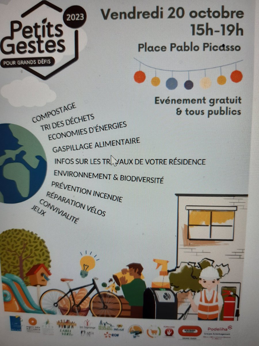 @EDF_PdL #Solidarite et #regiedequartier de Trélazé partenaires pour l'action petits gestes pour grands defis organisée par Podeliha place picasso de Trélaze.@NatDouziech