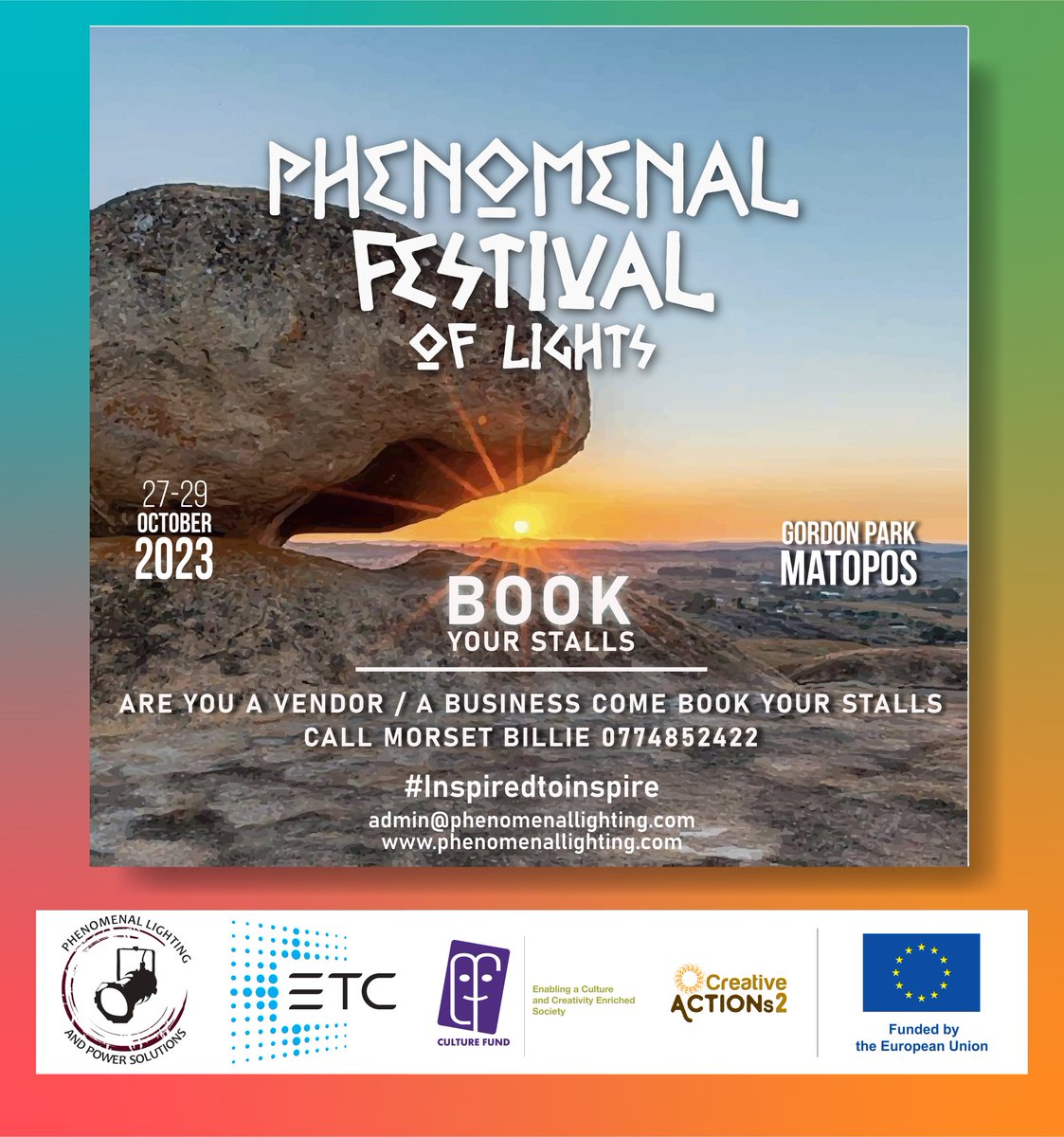 Book your stall today!
<a href="/culturefundzim/">Culture Fund</a> #ETC #CreativeACTIONS