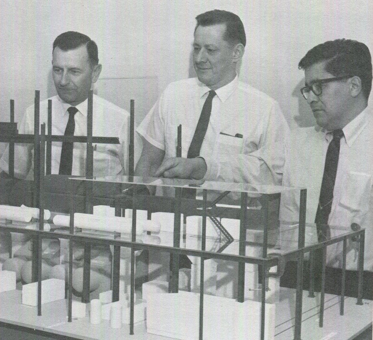 EntergyMS's tweet photo. #TeamMemberMonday Two of MP&Lβs well known engineers are shown looking at a model of Unit No. 2 at the Baxter Wilson Steam Electric Station in Vicksburg in this photograph from 1968. https://t.co/arXoT5MEaJ