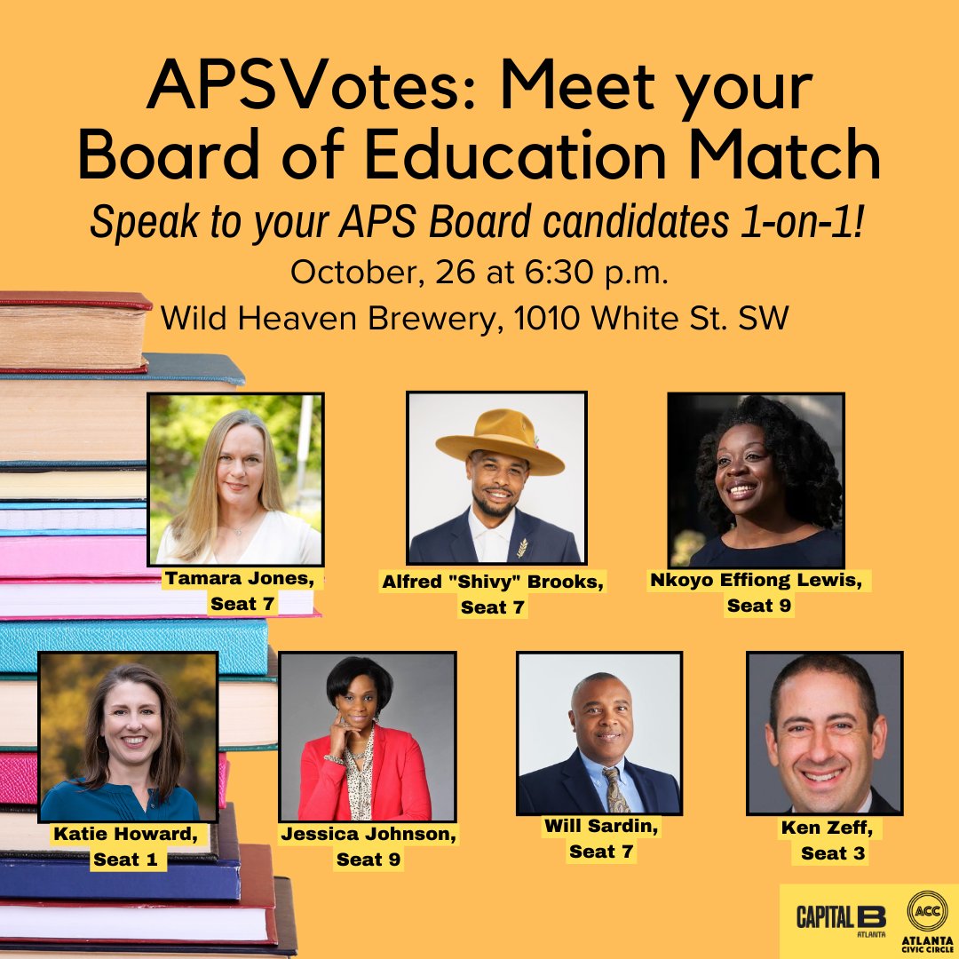 CapitalB_ATL's tweet photo. Join us and our friends at @AtlCivicCircle at Wild Heaven Beer West End Brewery &amp; Gardens on Oct. 26 at 6:30 p.m for a chance to connect with APS board candidates about the issues that matter most to you! #APSVotes 🗳️ RSVP here: https://t.co/8fnFmx7gHa https://t.co/H5iJGpNIc8