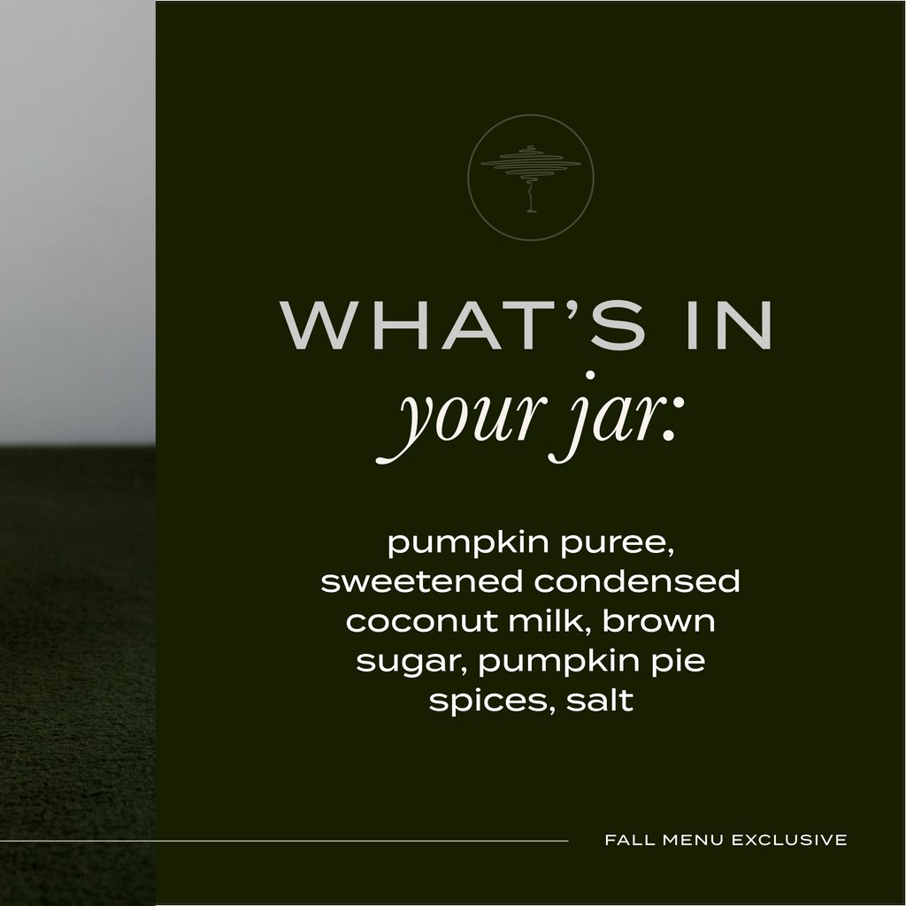 Something NEW this year, we are bottling up our housemade pumpkin sauce for you to use at home! Be sure to grab a jar before they sell out!