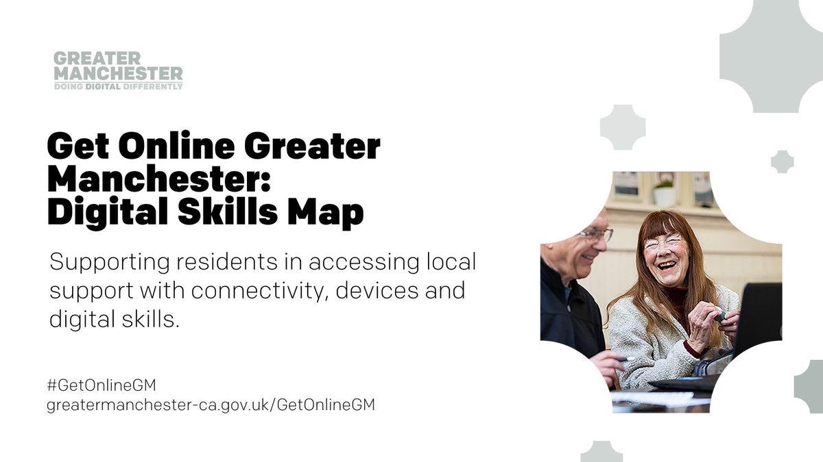 ❓ Do you want to help someone you know to get online and build their digital skills? This #Digitober we've launched the #GetOnlineGM Digital Skills Map to help with finding local digital inclusion support across the region⬇️ greatermanchester-ca.gov.uk/what-we-do/dig… #FixTheDigitalDivide