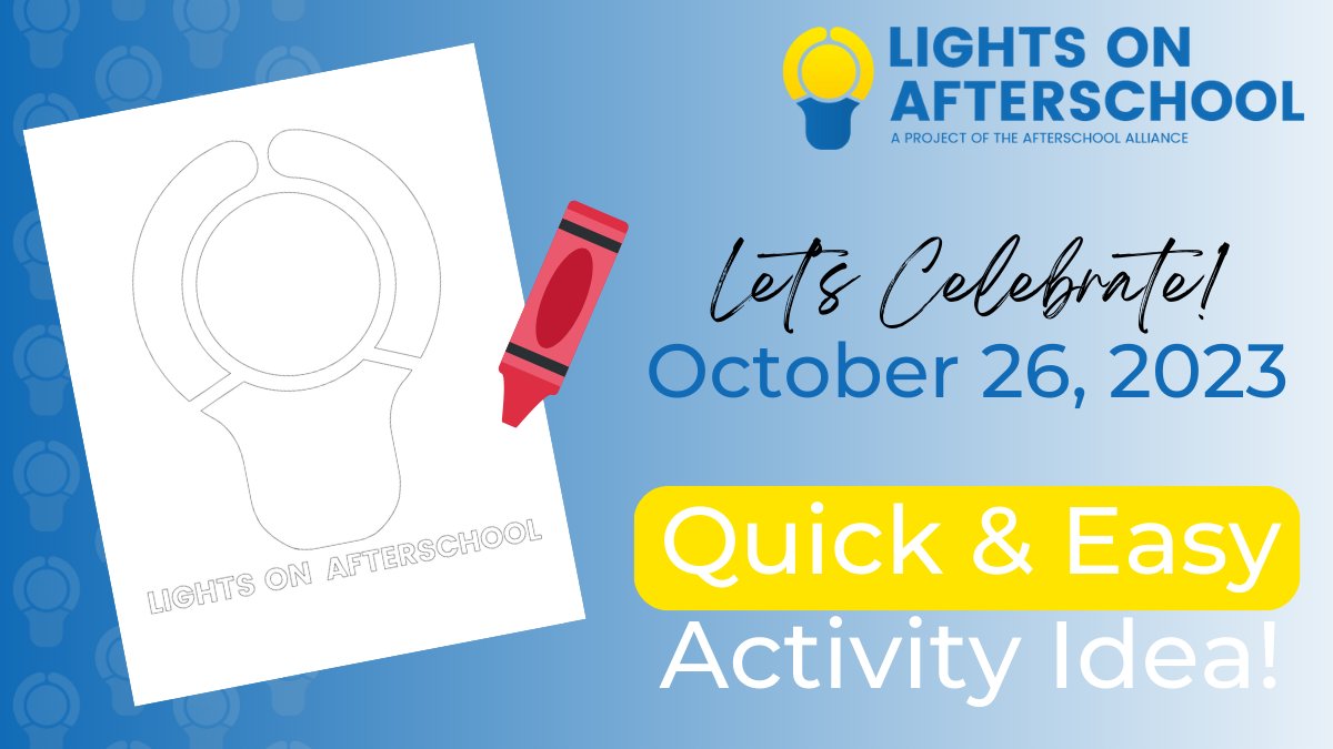 Looking for a SUPER easy way to celebrate #LightsOnAfterschool with your students? Grab this coloring worksheet and create a collection of designs to share! Be sure to tag us so we can see everyone's artwork! afterschoolalliance.org/imgs/2023poste…