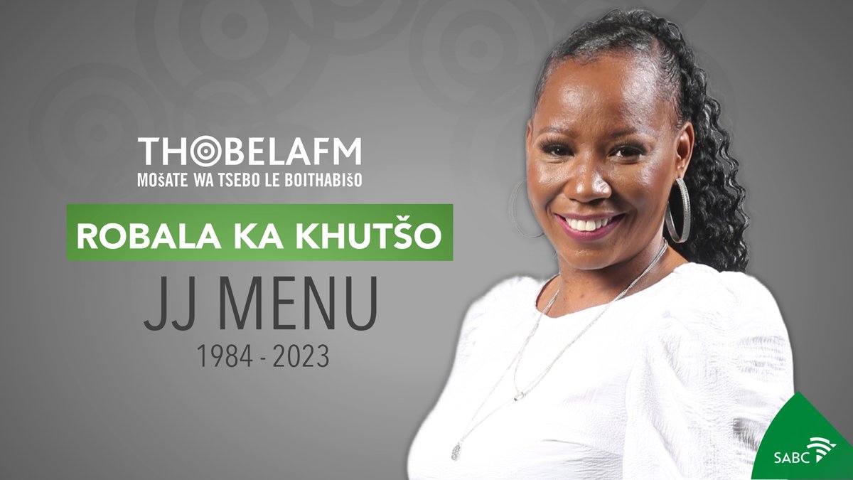 ThobelaFMYaka's tweet photo. Mogaši wa Thobela FM, Johannah ‘JJ’ Sebolaishi Seloga o robetši boroko bjo bogolo. JJ o gašitše lenaneo la Lesang Bana, Mahlasedi le mananeo a mangwe a Thobela FM. Thobela FM e lahlegetšwe. Robala ka khutšo JJ Menu. #RIPJJMenu https://t.co/DyYChXvweO