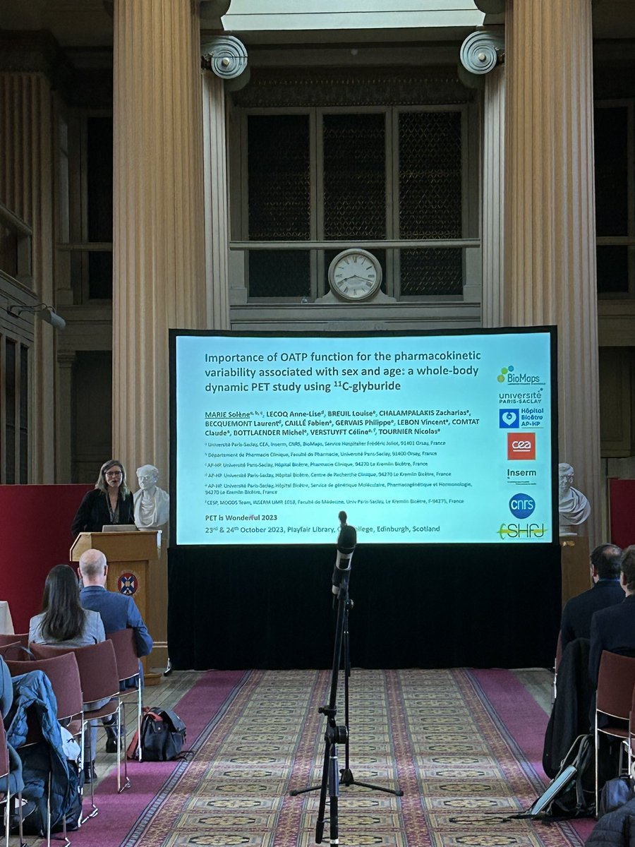 The second part of our Proffered Talks refers to PET quantification and modelling, starting with 🎤Solene Marie “Importance of OATP function for the pharmacokinetic variability
associated with sex and age: a whole-body dynamic PET study using [11C]glyburide” 
#PETisWonderful2023