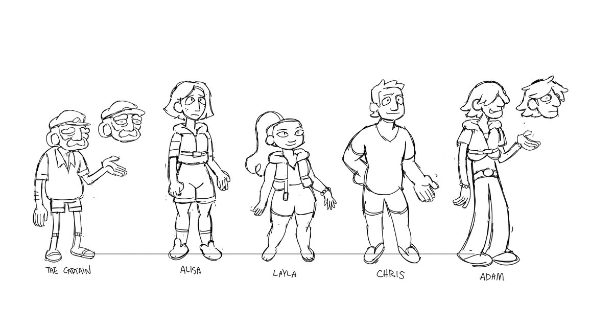 Here are some characters I designed for a storyboard group project we worked on a little while back. Can you guess the genre?