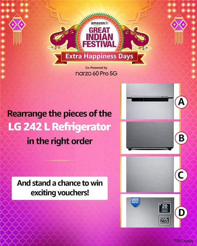 Can you guess the right order? Tell us your answer in the comments below, and stand a chance to win Amazon Gift Vouchers! #OpenBoxesOfHappiness  #AmazonGreatIndianFestival

*T&amp;C apply – bit.ly/3PWMEoy