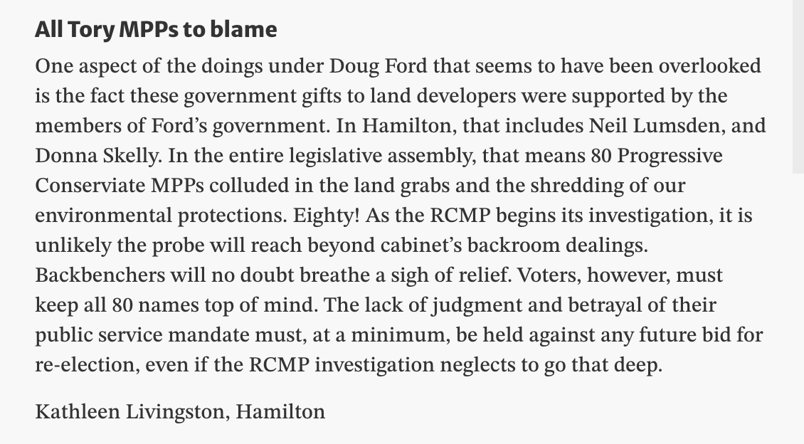Gasp4Change's tweet photo. From a East Hamilton resident in @NeilLumsdenMPP 's riding.
#GreenbeltGrab #Grimsby #HamOnt
#StopSprawlHamOnt https://t.co/QfjsIaQBzz