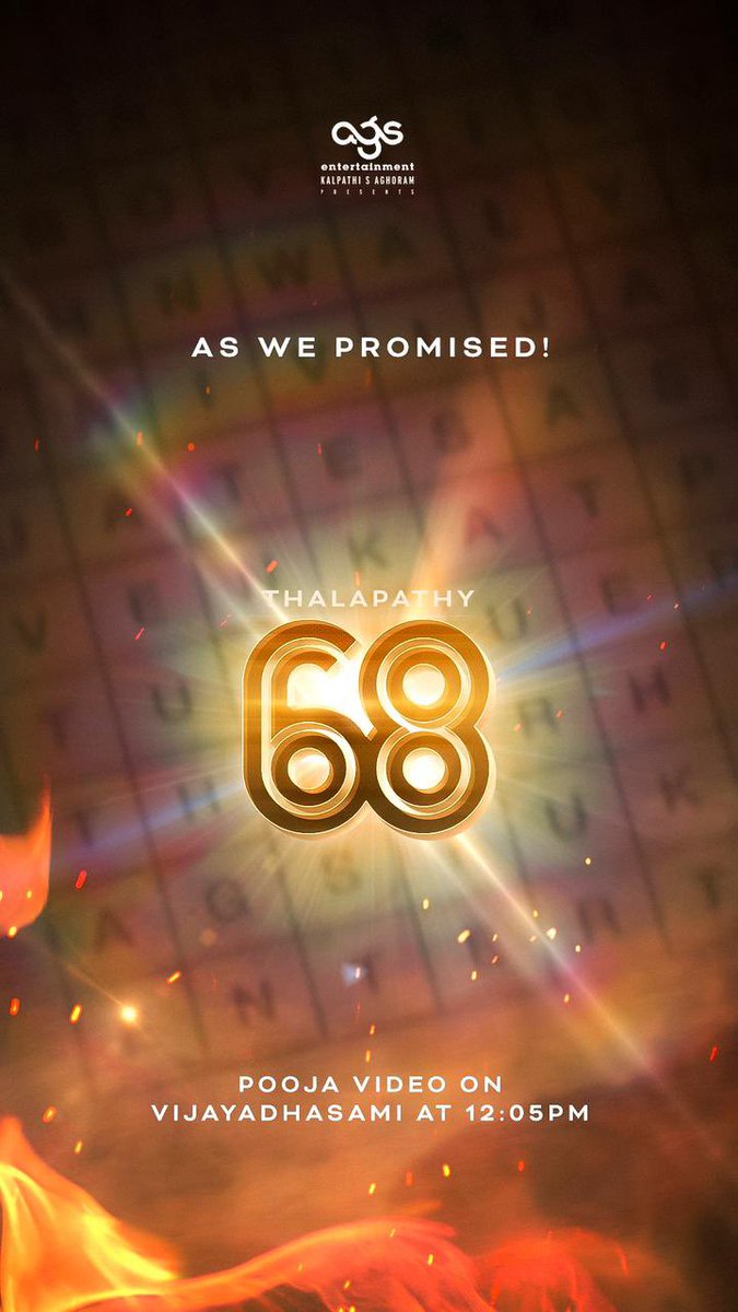 Tnvfc_Fans's tweet photo. Get ready for the next innings 🔥
Nalailirundhu #Thalapathy68 updates dhan!!
 @actorvijay Sir, @vp_offl @thisisysr @archanakalpathi @aishkalpathi 
Pooja video at 12:05 pm tomorrow 🔥 https://t.co/h4yo4jQ6jw