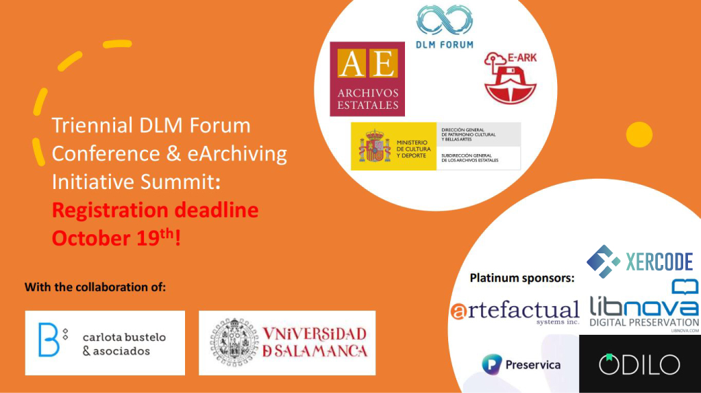 #EVENTO| 📚 Xercode es patrocinador del #DLM Forum Conference and eArchiving Initiative Summit que se celebra en #Salamanca los días 23 y 24 de octubre.    EU eArchiving Initiative DLM Forum.
🔗dlmforum.eu/index.php/all-…

#DLMForum2023 #Tecnología #Innovación #Conferencia