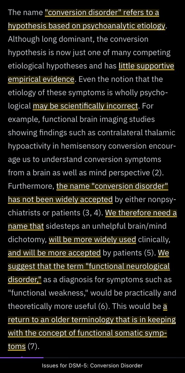 8Eevert's tweet photo. @sunsopeningband > lol at every piece of FND work where origins in neurasthenia, #hysteria, and conversion disorder are acknowledged—but framed as though a name change will fix it

The paper where Sharpe et al. suggest renaming #ConversionDisorder to #FND is an astounding piece in this tradition: https://t.co/tF42vJ6l4T