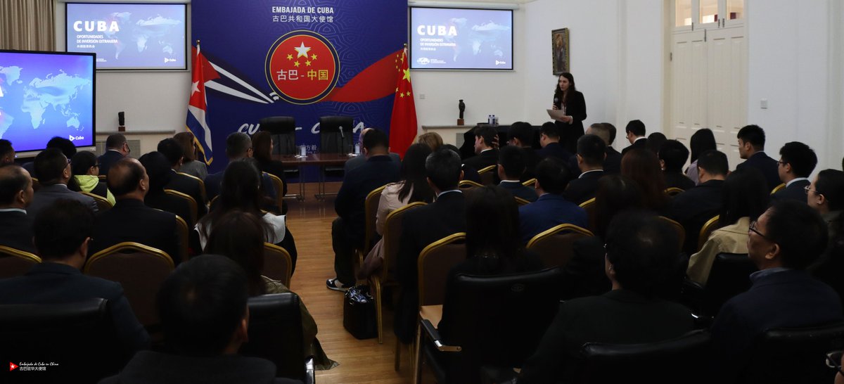 🇨🇺🇨🇳 Within framework of 30th Session of Intergovernmental Commission for Econ. &amp; Trade Relations btw #Cuba &amp; #China, our Embassy held a seminar to promote new opportunities &amp; incentives for investments.

Nearly 100 entrepreneurs from different sectors were present.

#CubaChina63