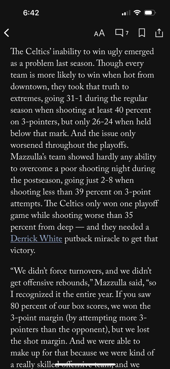 So, basically, all those who worried about the Celtics’ hyper-reliance on 3 point shooting being a possible Achilles’ Heel in the smaller sample size of the playoffs were exactly right?