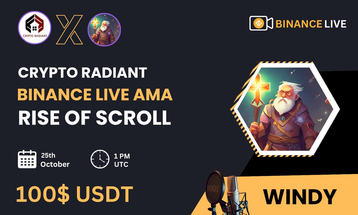 CryptoRadiant7's tweet photo. 📢 Join us in our upcoming AMA with @riseofscrollart !🔥

🗓️ Oct 25, 2023 | 1 PM UTC 
Venue: https://t.co/4kNvhrVlcC…

💰 Reward pool: 100$ USDT 

Rules :
➡️Follow: @CryptoRadiant7 &amp;  @riseofscrollart
➡️Like, Retweet, Tag3 Friend,send Question
#AMA https://t.co/DgW7AbdtvH