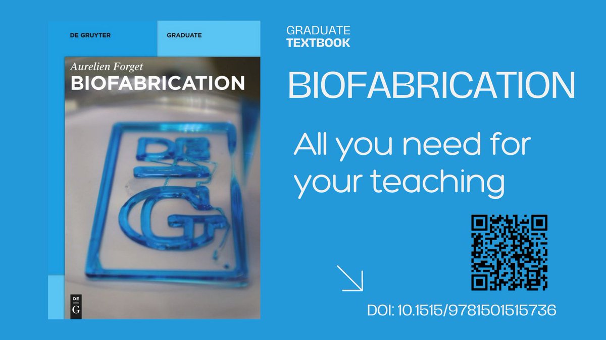 Talking about #biofabrication in your lecture or simply to have everything you know about the field in one convenient #textbook. Get your copy here: degruyter.com/document/doi/1…