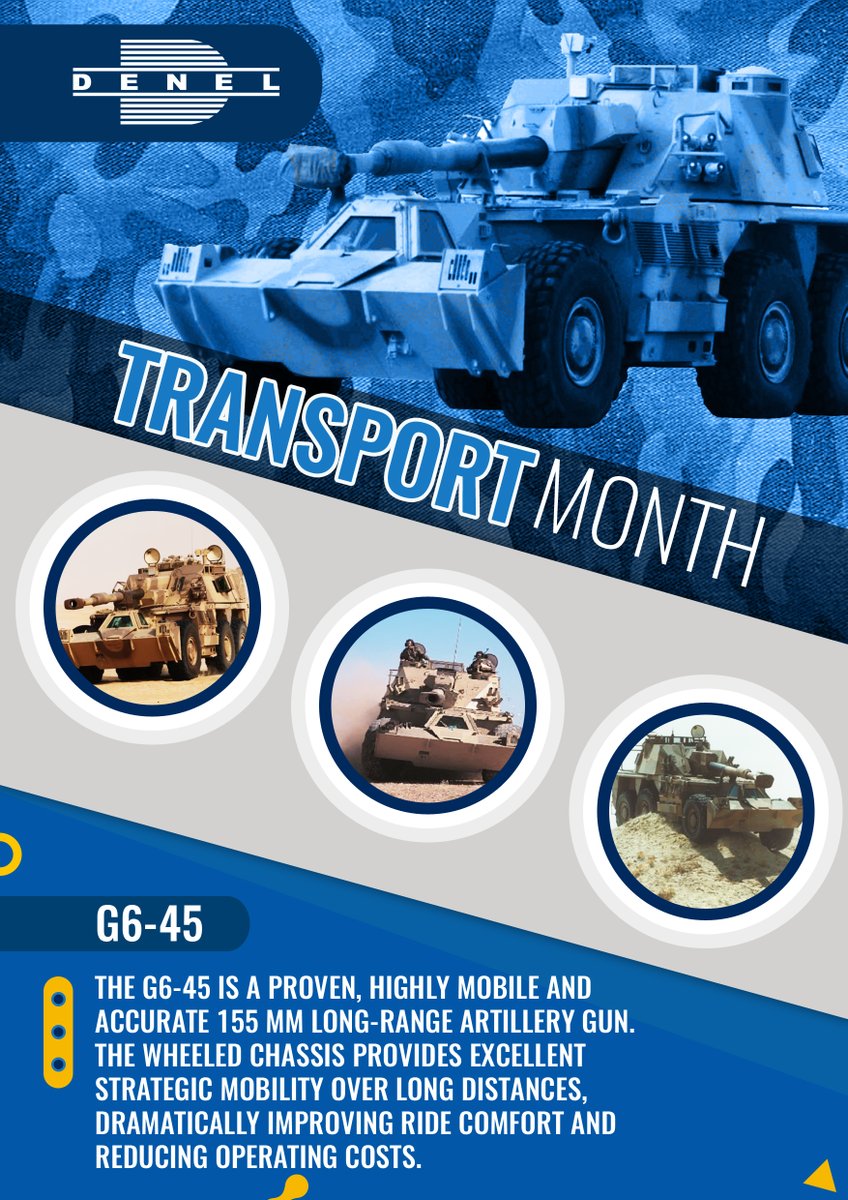 DenelSOC's tweet photo. Transport Month - Denel showcases its Landward Vehicles - G6-45
#Transportmonth2023
#defencevehicle https://t.co/Jw6gKYdM0b
