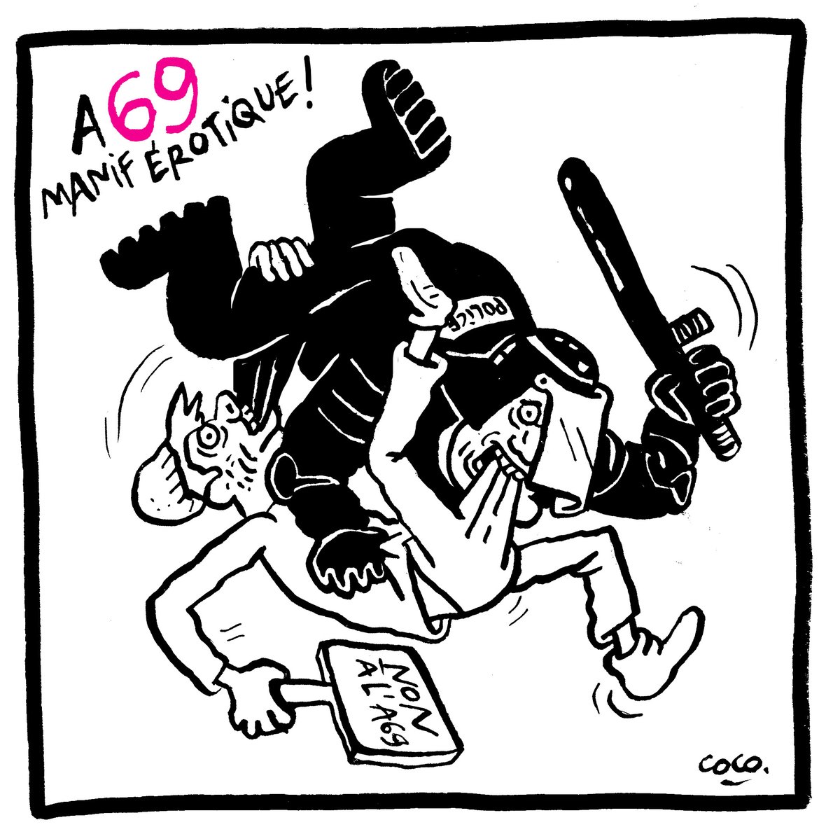 libe's tweet photo. A69, manif érotique ✏️ Par @Cocoboer https://t.co/B2VM2f0WHw