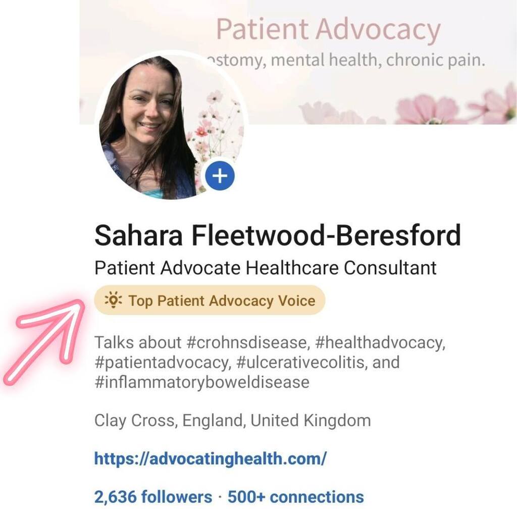 Sahara88uk's tweet photo. I'm so proud of my little LinkedIn badge. I feel validated 😂
You have to celebrate the little things 🥰 Or you might find you don't celebrate at all 😳
#PatientAdvocate #IBDSuperHeroes #Crohns #Colitis #IBD #CrohnsDisease #UlcerativeColitis #IBDaware… https://t.co/Rqx2bTFmOo https://t.co/g8Ln64baAq