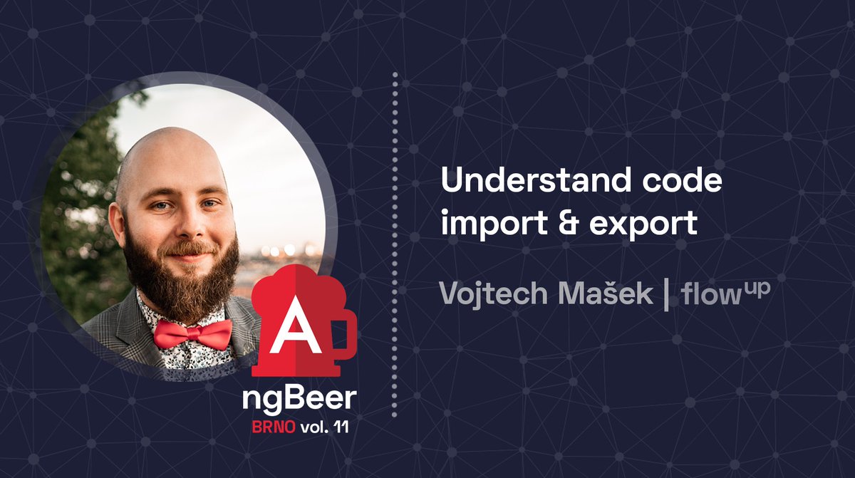 FlowUp_Tech's tweet image. #ngBeerBrno is taking place this Thursday and we're happy to introduce our first speaker to you:
@VojtechMasek & his topic "Understand code import & export".
See you on October 26th at Kavárna Trojka, Dominikánská 9, Brno!
Read more: meetup.com/flowup-meetups…
#Angular #flowup