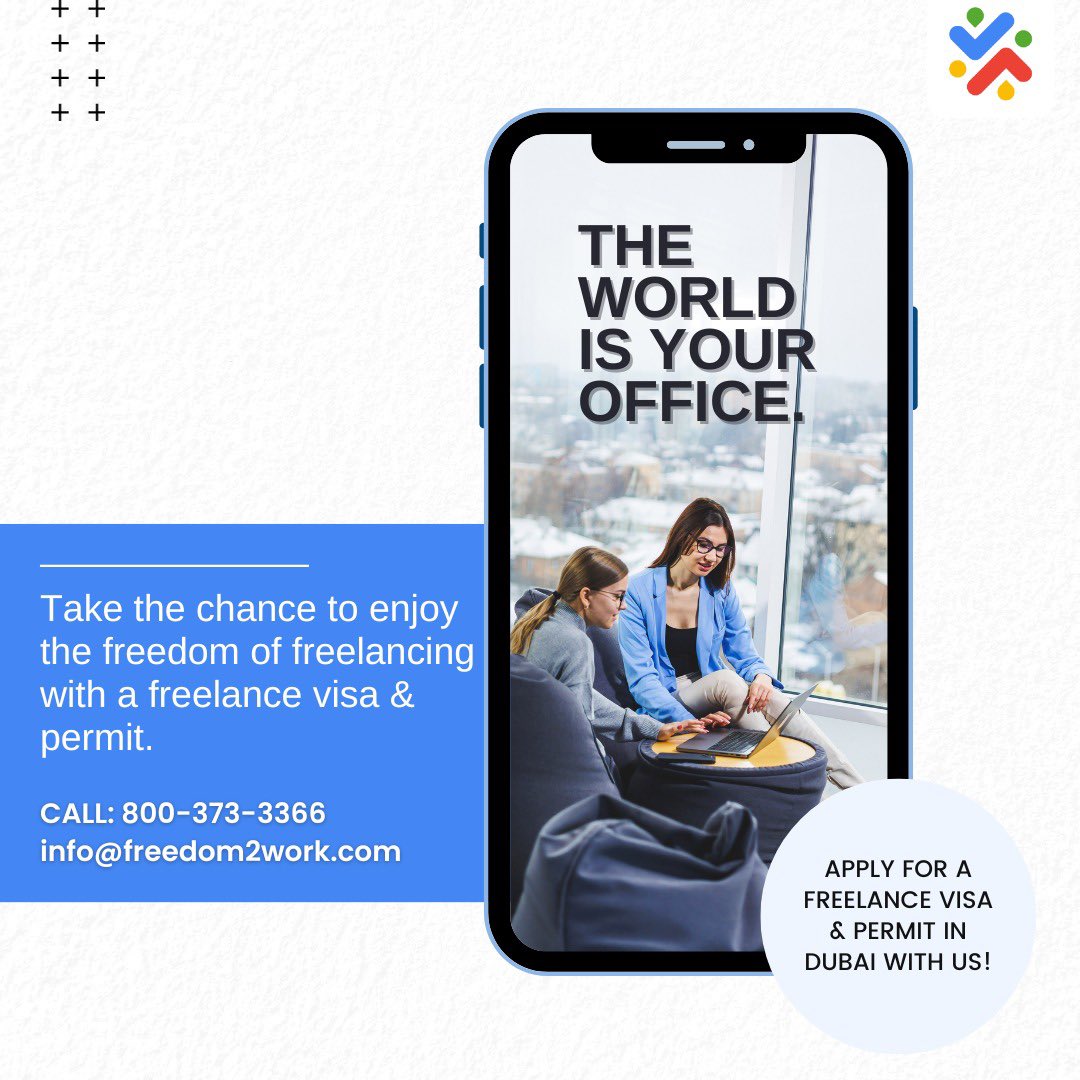 freedom_2_work's tweet photo. When you're freelancing, the world becomes your office.

✅ Apply for a freelance permit &amp; visa with Freedom2Work.
☎️Contact info@freedom2work.com or 800FREEDOM (373 3366)

#BeYourOwnBoss 
#freelancing #freelancers #freelancelife #dubai #dubaivisa #selfemployed #digitalnomad https://t.co/V6HIofC3x8