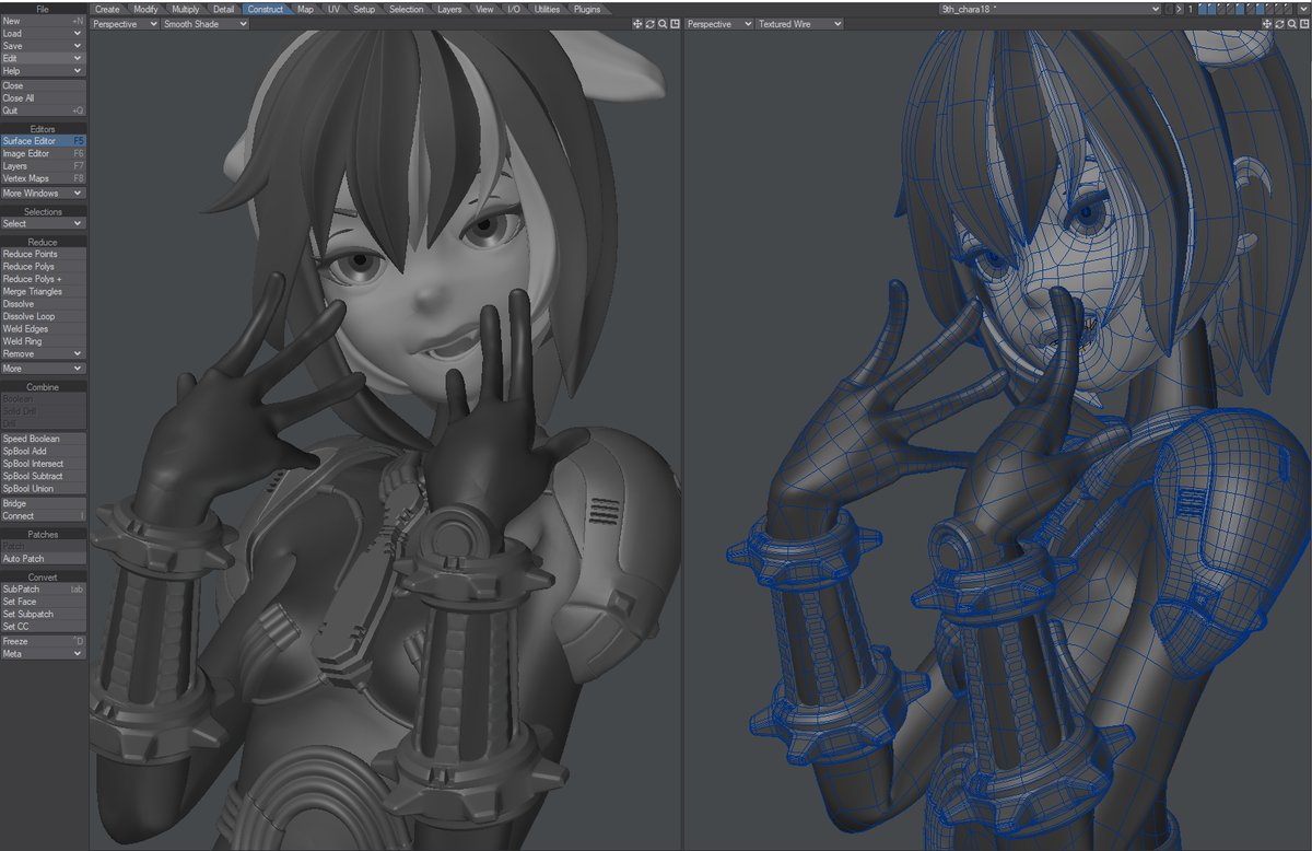 tetsu_cg's tweet image. 仕事やら介護やらでなかなか進められてませんがとりあえずベースモデルチクチク進めてます。
#Lightwave3d #オリキャラ