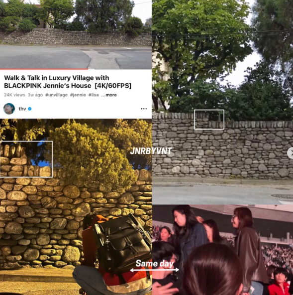 taenniefacts's tweet photo. So we was right! After Harry's concert Taehyung went to Jennie's house. In this video you can clearly see the photos that Taehyung took matches the area where Jennie lives. https://t.co/3OND6LbKk0