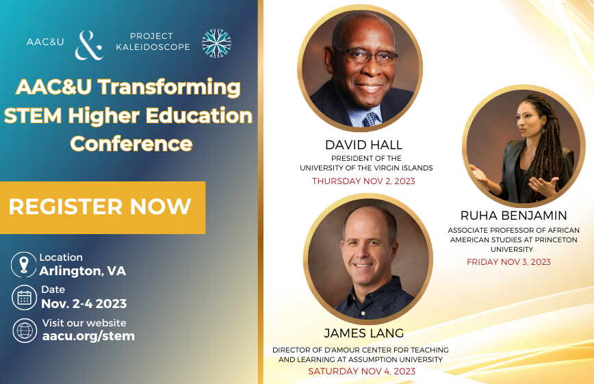 WeArePKAL's tweet photo. Life happens! Can't travel to #DC for @aacu & @WeArePKAL's 2023 Transforming #STEM Higher Education Conference? Don't miss a beat - Register for the virtual plenary option & experience our three powerful keynote sessions. #STEMReform #STEMEducation #HigherEd #AACUSTEM #WeArePKAL https://t.co/XUm5VCgNYR