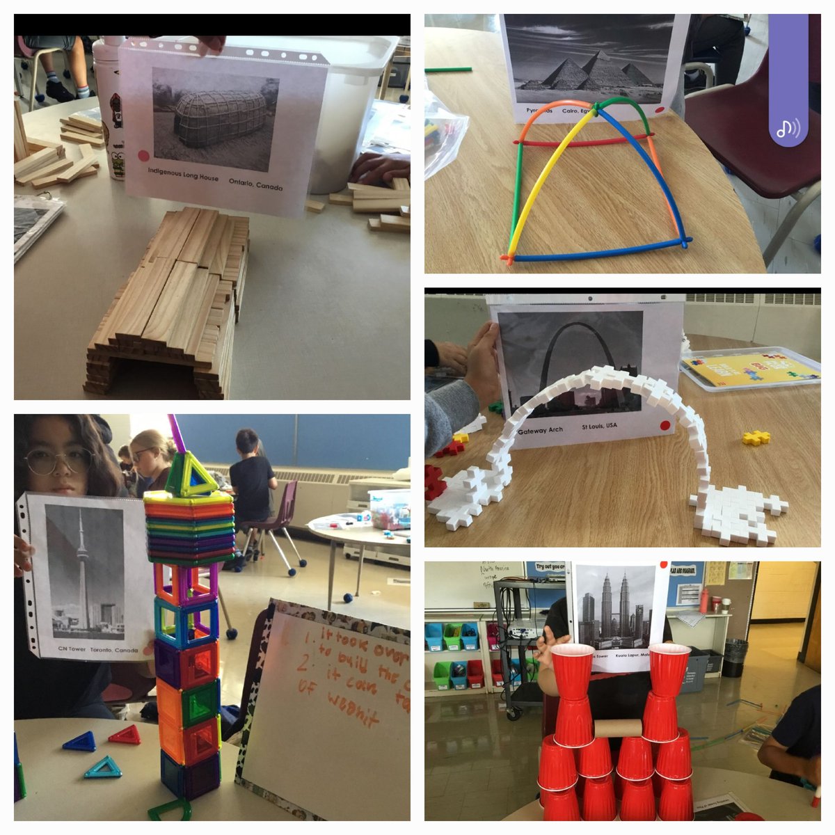 Our primary and junior classes read the book 'Dreaming Up'. Then Cassandra engineers built notable structures from around the world using various materials. Can you recognize any of our structures? @Cassandra_PS @LC2_TDSB