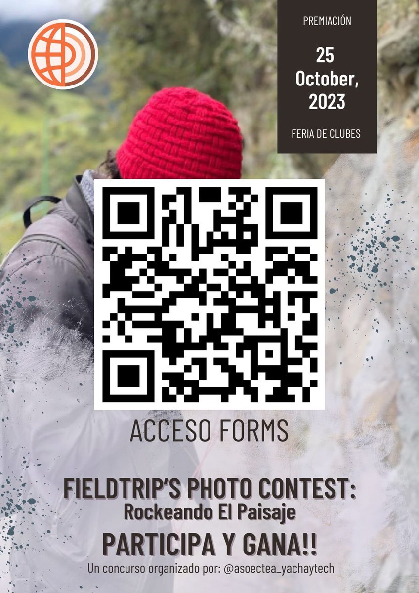 GeoYachayTech's tweet photo. La Asociación de Estudiantes de la Escuela de Ciencias de la Tierra Energía y Ambiente ☀️🌋 invita a toda la comunidad universitaria a participar en el concurso de fotografía 📸 ¡ ROCK-EANDO EL PAISAJE! 🤟🌎   Participa con tu mejor fotografía https://t.co/2r4vZzoWPT https://t.co/8MbSrAwUMb
