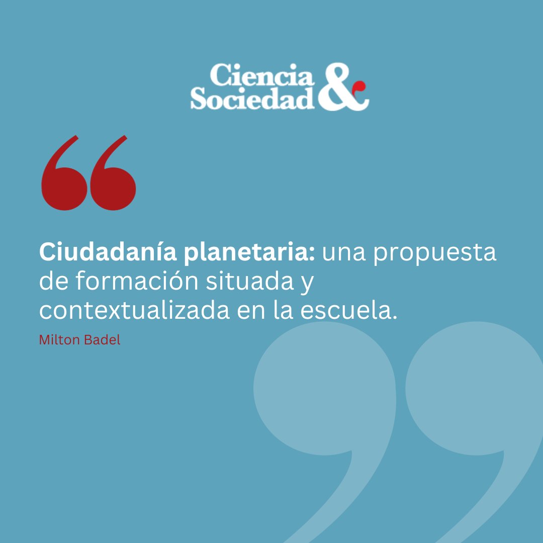 El principal objetivo de esta investigación se encaminó a resignificar la formación ciudadana desde la construcción colectiva de una propuesta educativa situada y contextualizada en la escuela.

revistas.intec.edu.do/index.php/ciso…

#ciudadaníaplanetaria
