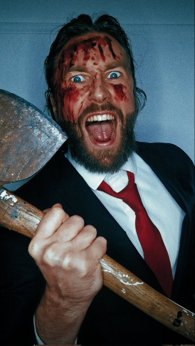 Patrick Bateman (American Psycho). All I need is a helpless victim, any volunteers? Comment below. https://t