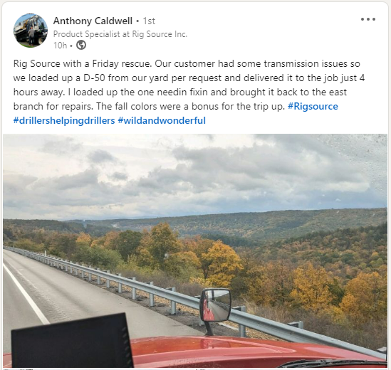 RigSourceInc's tweet photo. Support when you need it - where you need it! It's the Rig Source commitment to each and every one of our customers. Here's just one example from our West Virginia location...
#rigsource #drillershelpingdrillers #wildandwonderful https://t.co/kL01u2w3i6