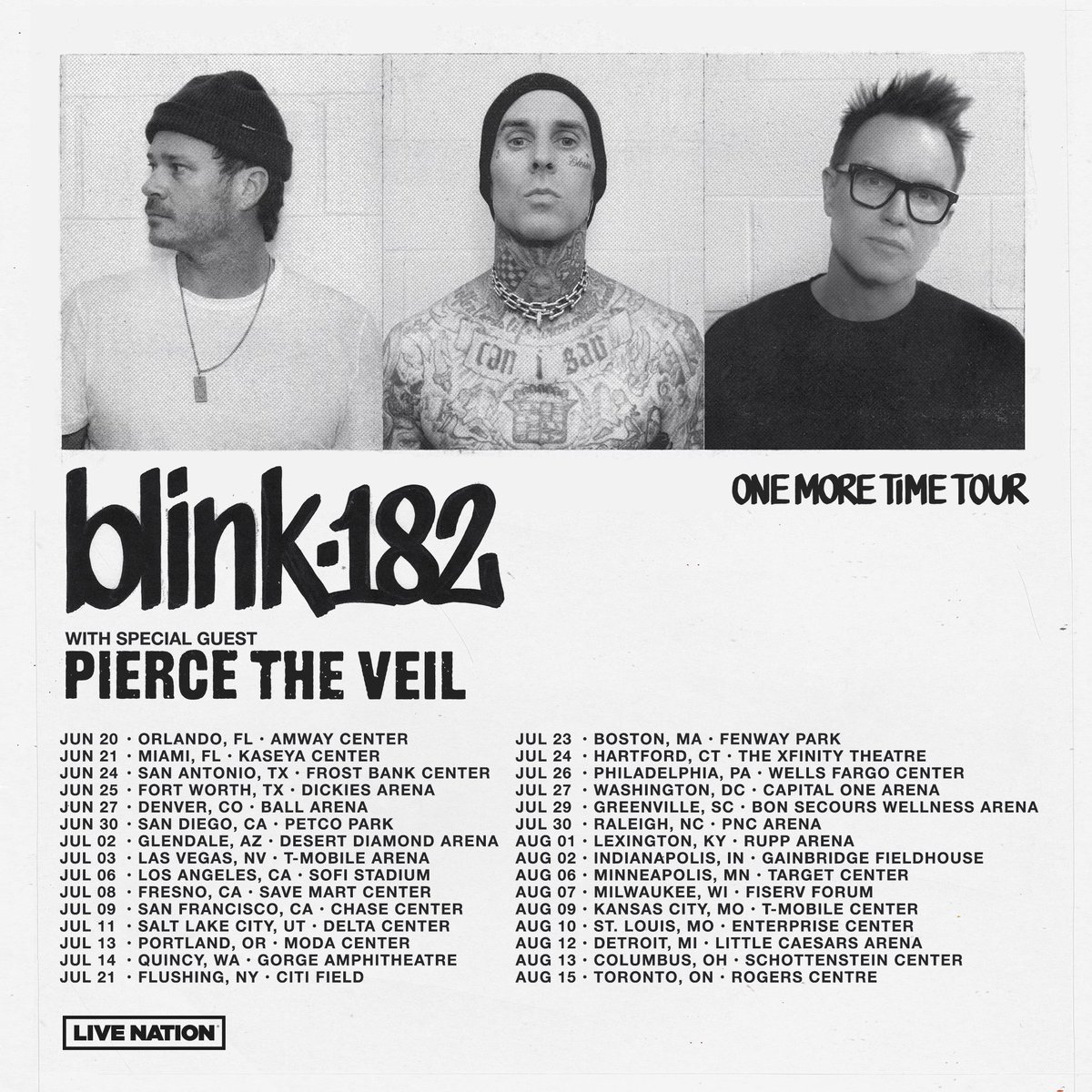 SOTSPodcast's tweet photo. Blink-182 have announced the One More Time Tour with support from Pierce The Veil! https://t.co/LUoOslZ9Ko