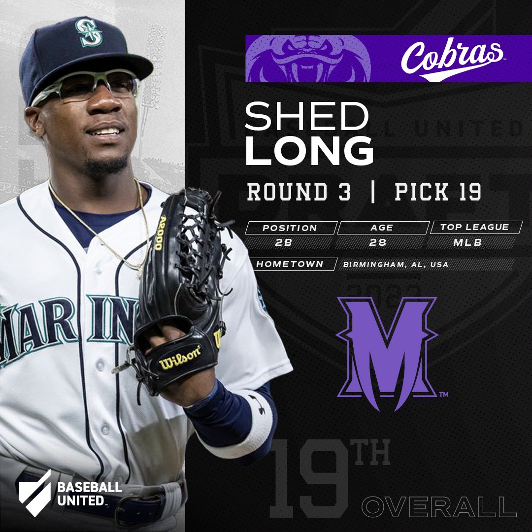 With the 19th pick, the @mumbaicobras select Shed Long, 2B, from Birmingham, Alabama, USA.