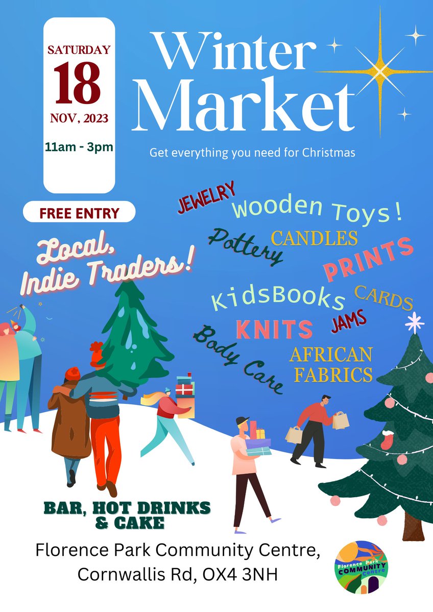 Florence Park Community Centre (@floparkcc) on Twitter photo We've got some lovely local traders lined up for our Winter Market- Sat 18th Nov 11am-3pm
#Oxford <a href="/DailyInfoOxford/">Daily Info</a> <a href="/WhatsOnOxon/">WhatsOnOxfordshire</a> @MumsnetOxford #indietraders We've got some lovely local traders lined up for our Winter Market- Sat 18th Nov 11am-3pm
#Oxford <a href="/DailyInfoOxford/">Daily Info</a> <a href="/WhatsOnOxon/">WhatsOnOxfordshire</a> @MumsnetOxford #indietraders