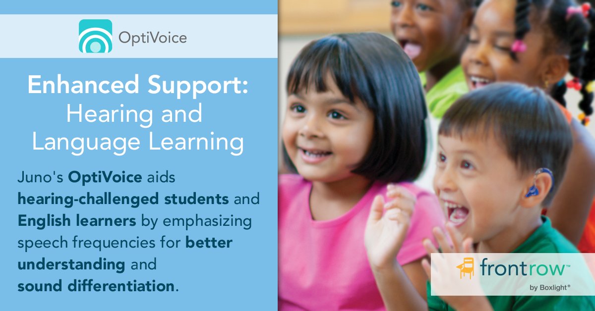 gofrontrow's tweet photo. Looking to enhance communication in your #classroom? Juno's #OptiVoice prioritizes speech frequencies for better understanding among hearing-challenged students and English learners.
Explore #JunoSystems:
https://t.co/9bh2oxF9UE
#classroomaudio #ELL #edtechchat @boxlightinc https://t.co/71l2v3S9pP