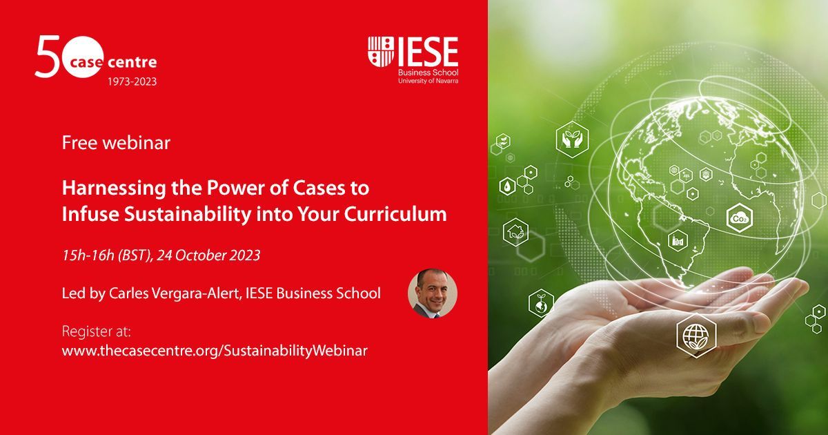 💻 1️⃣ DAY TO GO 💻 Want to know how to incorporate the pressing issue of sustainability into your curriculum using cases? This free #casewebinar is a great chance to learn more. 🗓 24 October '23, 15h-16h (BST) 👨‍💻 Carles Vergara-Alert 👉 buff.ly/3t14Unz @cases_kate