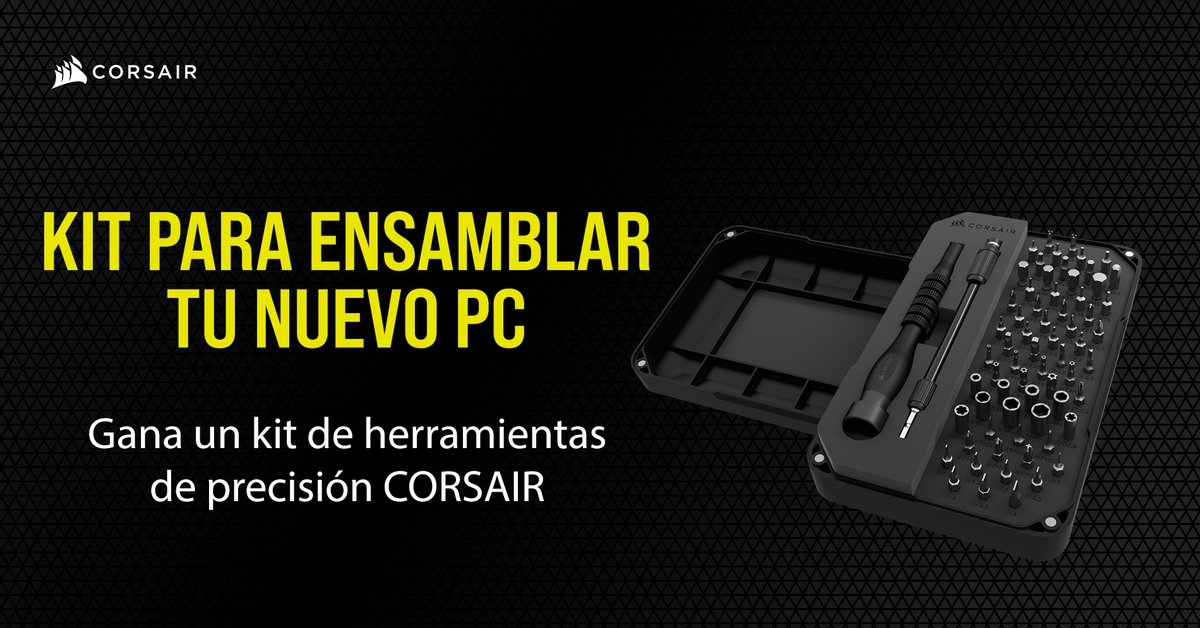 CorsairSpain's tweet photo. [SORTEO] Para celebrar la CORSAIR DIY Week, ¡vamos a regalar un kit de herramientas de precisión Corsair! 🛠

1. Fav y RT esta publicación ♥️🔁
2. Siguenos en @CorsairSpain 
3. Cuéntanos qué va a ser lo primero que montes con el kit 💬

⏰ Termina el 30/10 https://t.co/4ltxQGLb6p
